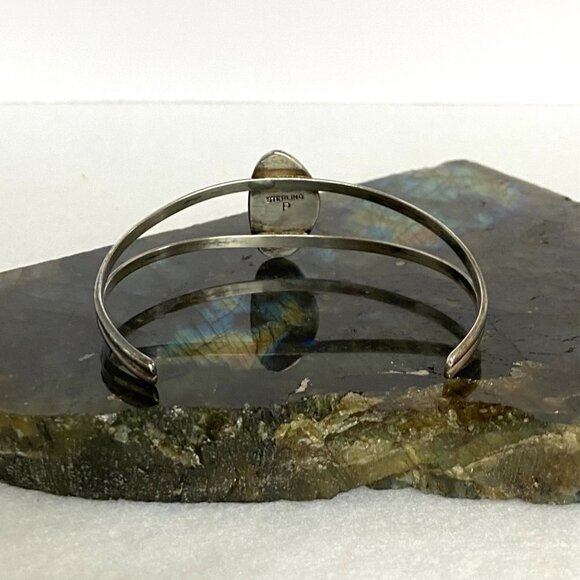 VTG Sterling Silver 925 Navajo Pink MOP Bear Paw Shadowbox Cuff Bracelet 6.5" - Picture 6 of 16